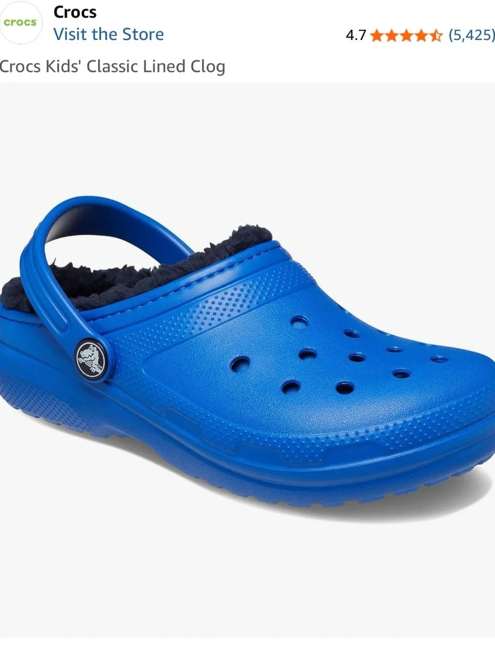 CROCS Kids Classic Lined Clogs - Royal Blue with Black Lining